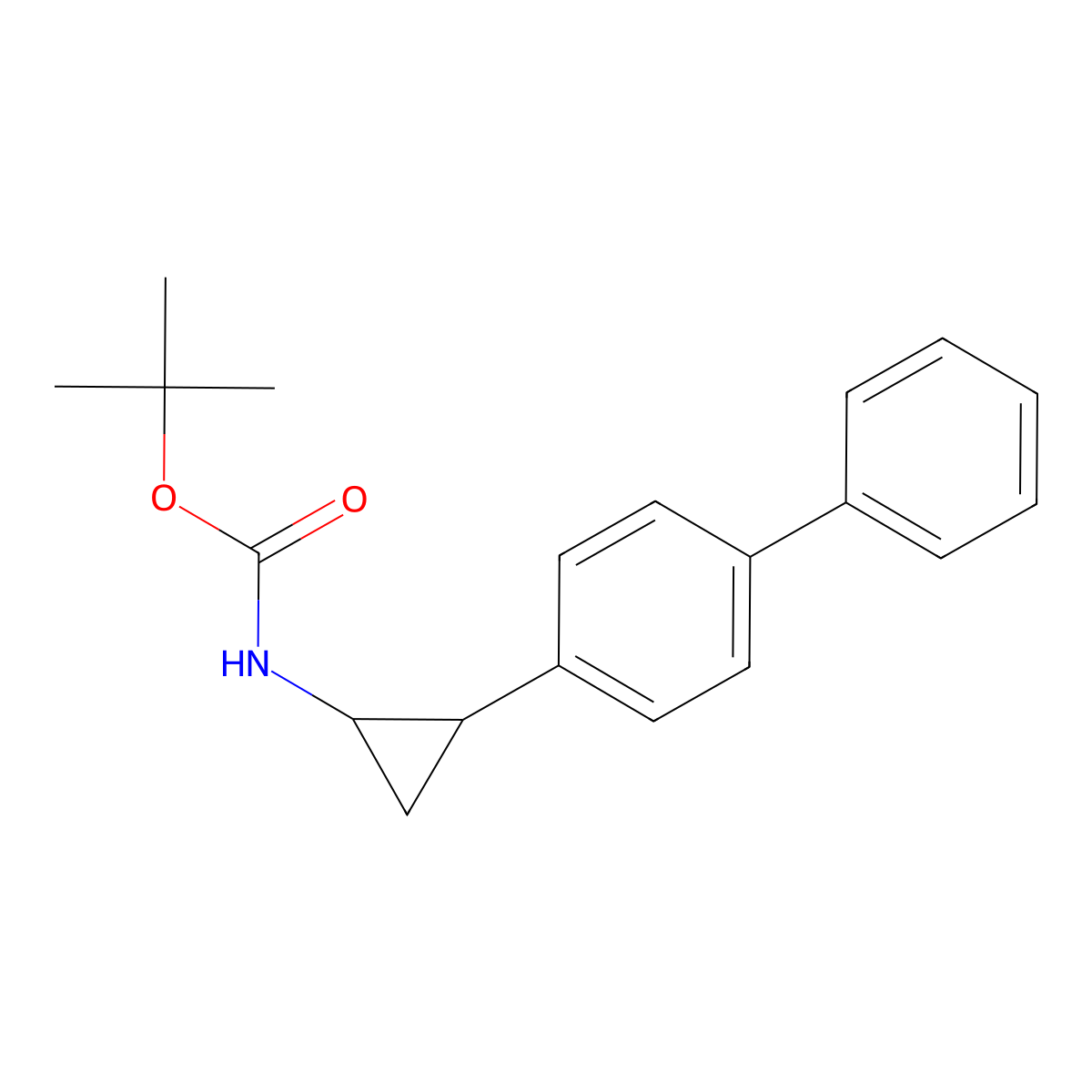 Tert-butyl (trans-2-([1,1'-biphenyl]-4-yl)cyclopropyl)carbamate molecular structure, CAS 1314324-06-5