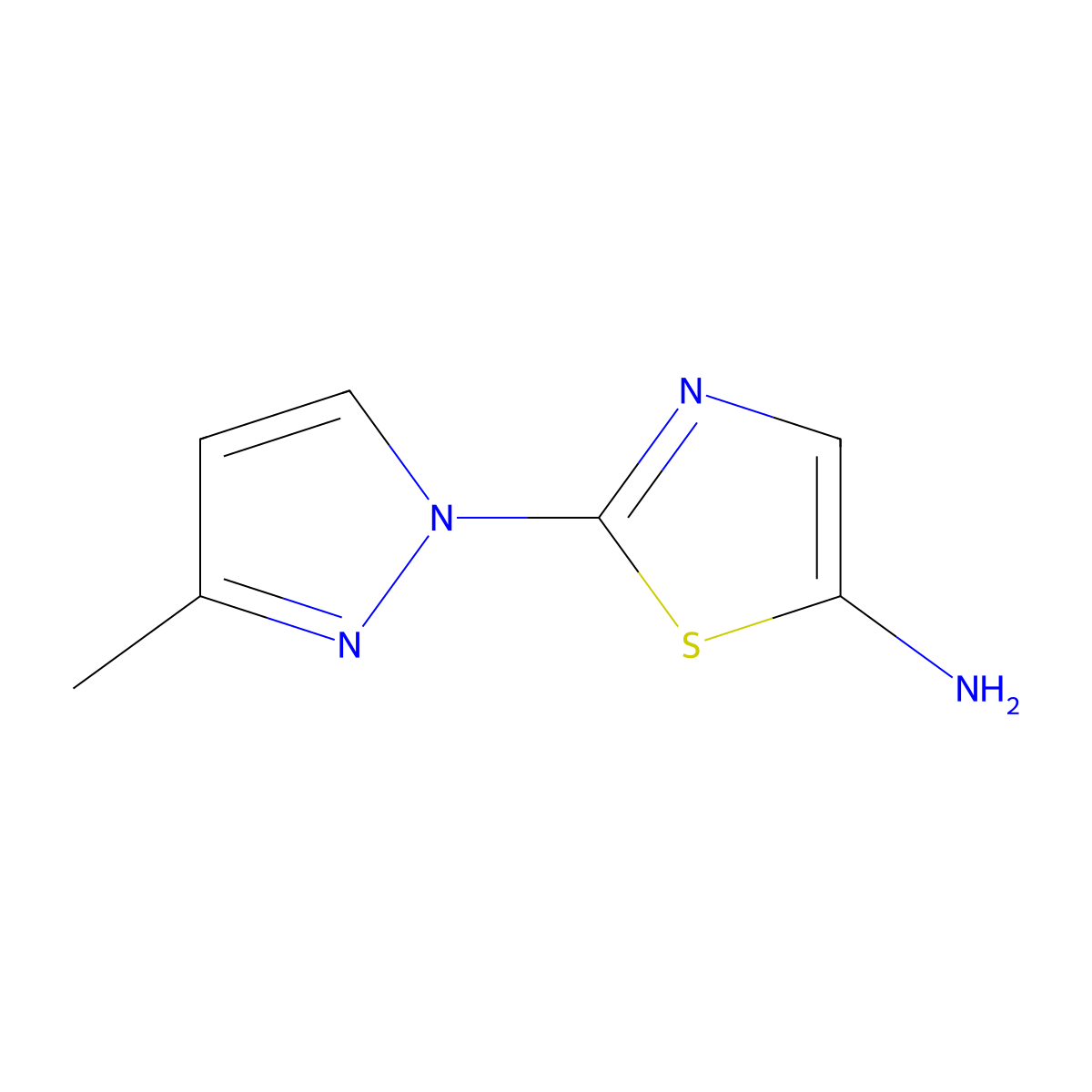 5-Amino-2-(3-methyl-1H-pyrazol-1-yl)thiazole molecular structure, CAS 1314353-42-8