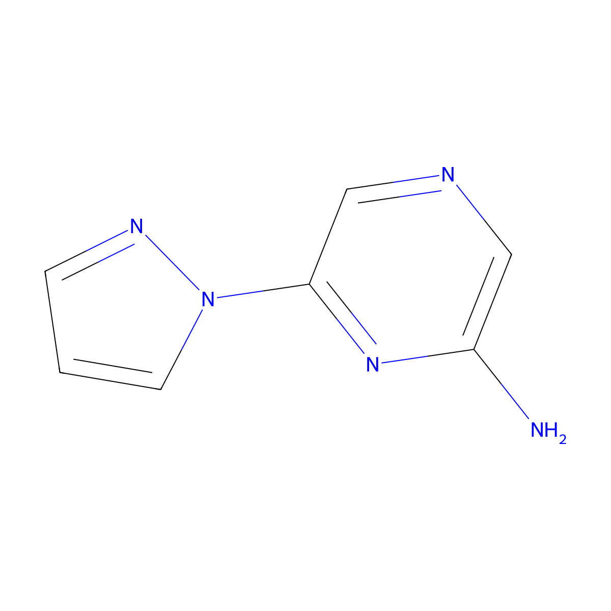 2-Amino-6-(1H-pyrazol-1-yl)pyrazine molecular structure, CAS 1314353-44-0