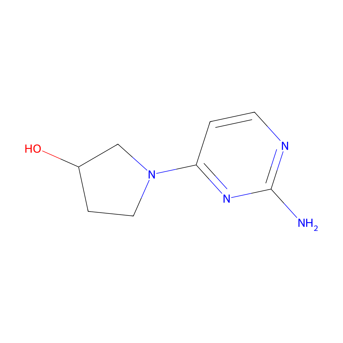 2-Amino-4-(3-hydroxypyrrolidino)pyrimidine molecular structure, CAS 1314353-46-2