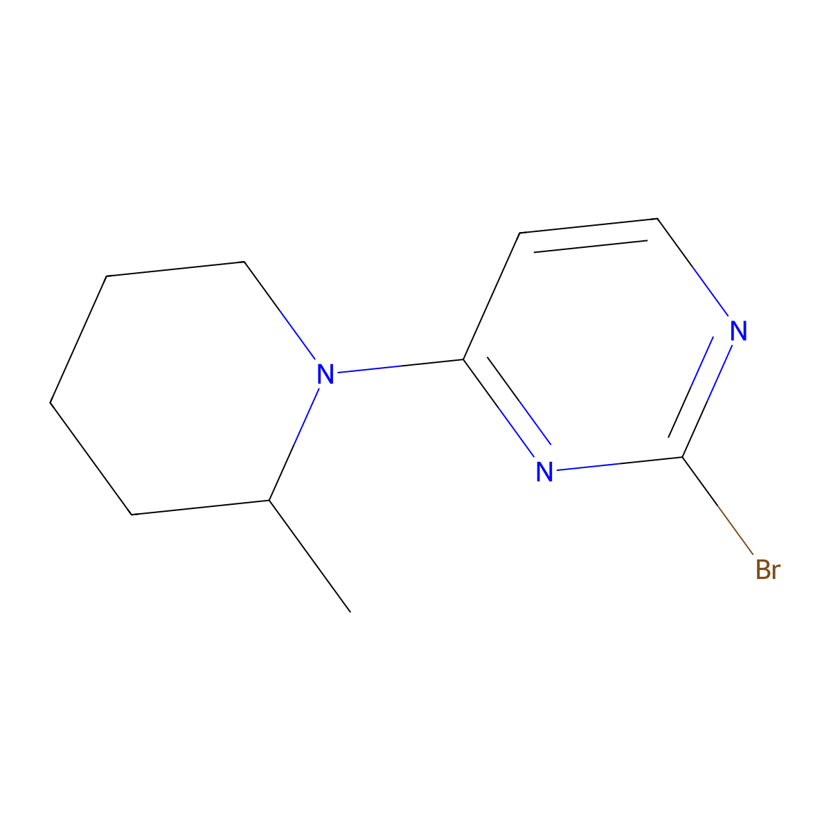 2-Bromo-4-(2-methylpiperidin-1-yl)pyrimidine molecular structure, CAS 1314353-47-3