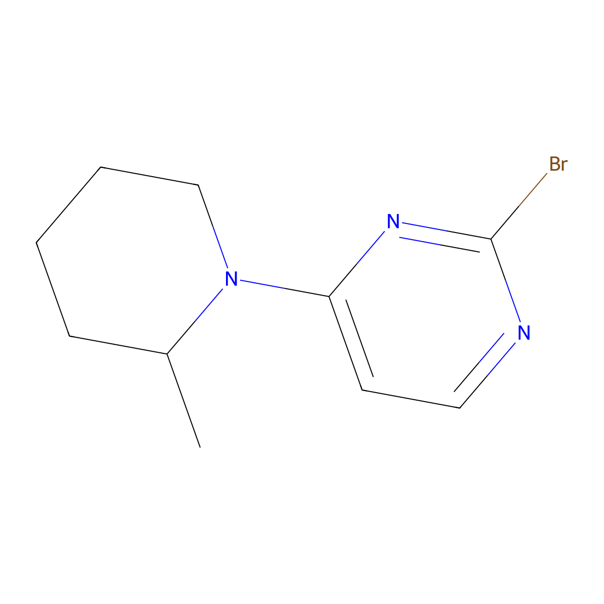 2-Bromo-4-(2-methylpiperidin-1-yl)pyrimidine molecular structure, CAS 1314353-47-3