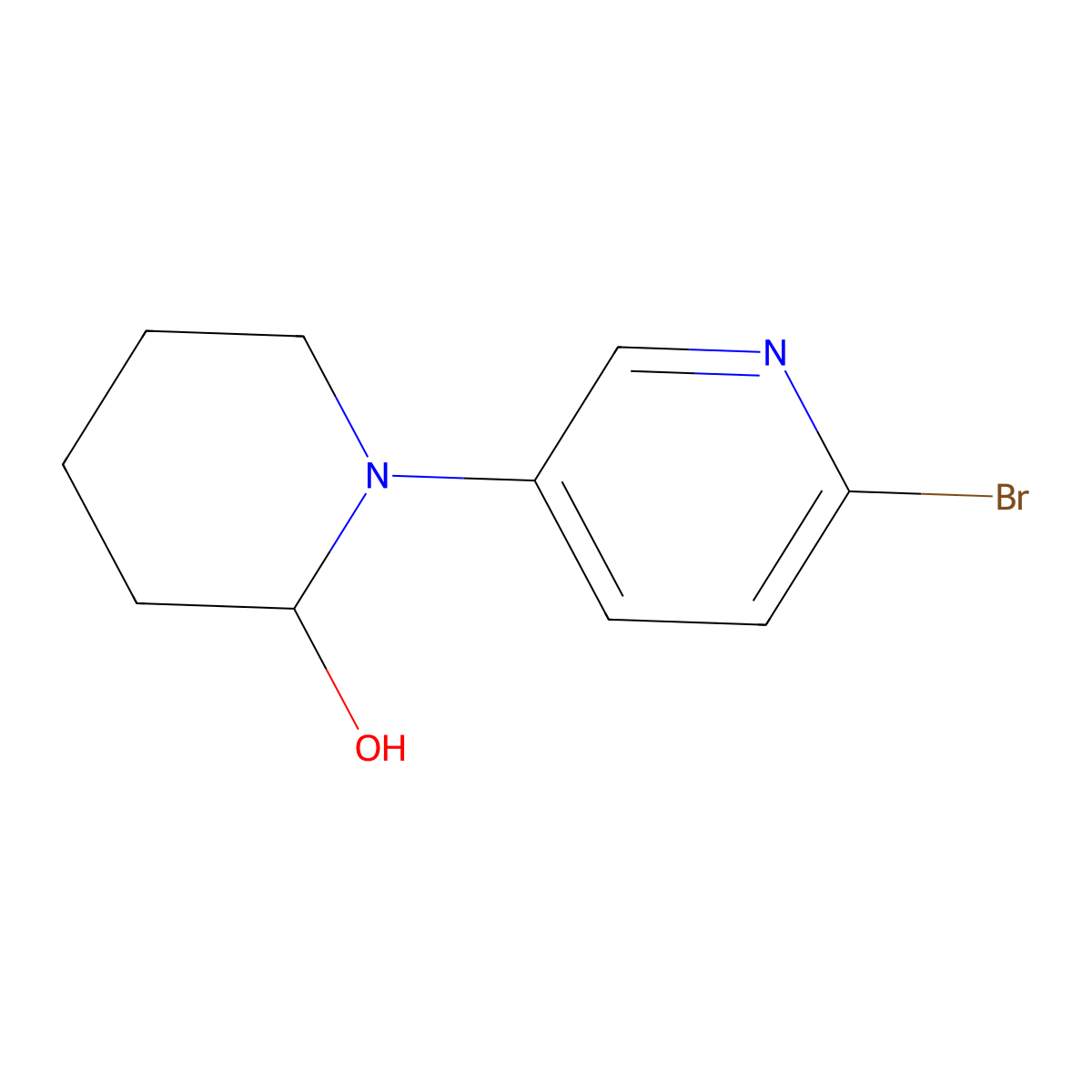 2-Bromo-5-(2-hydroxypiperidino)pyridine molecular structure, CAS 1314353-67-7