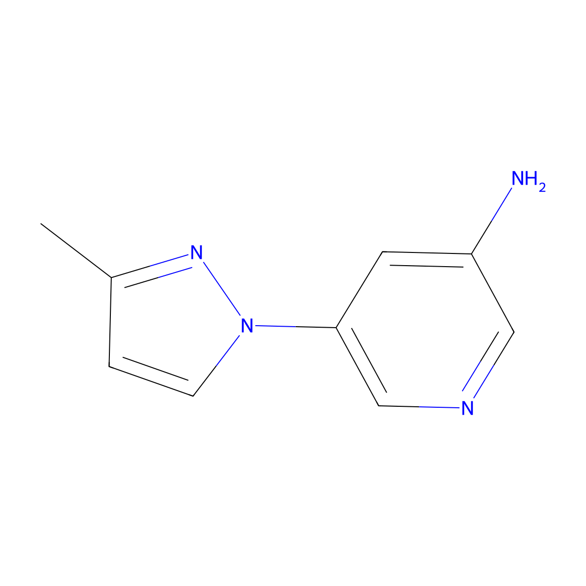3-Amino-5-(3-methyl-1H-pyrazol-1-YL)pyridine molecular structure, CAS 1314353-70-2