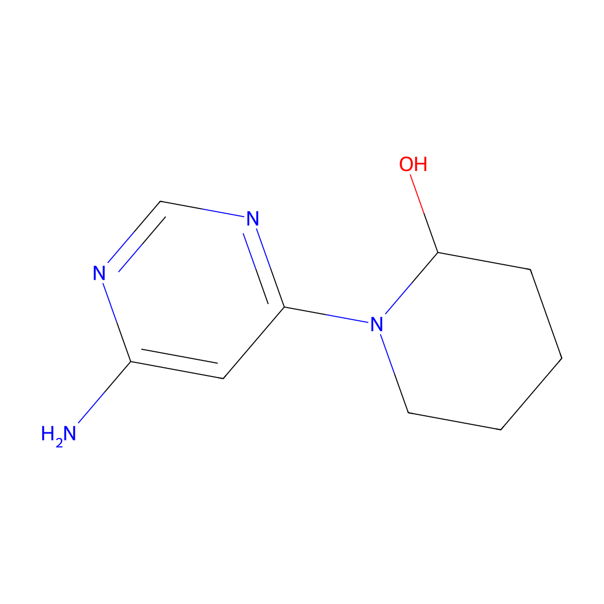 4-Amino-6-(2-hydroxypiperidin-1-yl)pyrimidine molecular structure, CAS 1314353-84-8