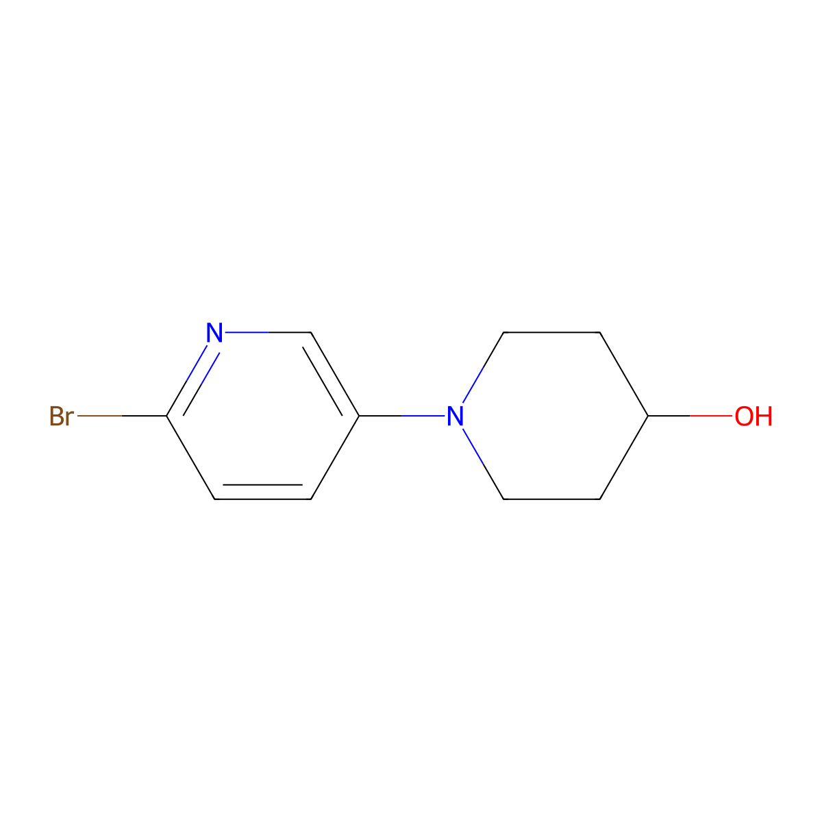 1-(6-Bromopyridin-3-yl)piperidin-4-ol molecular structure, CAS 1314353-88-2