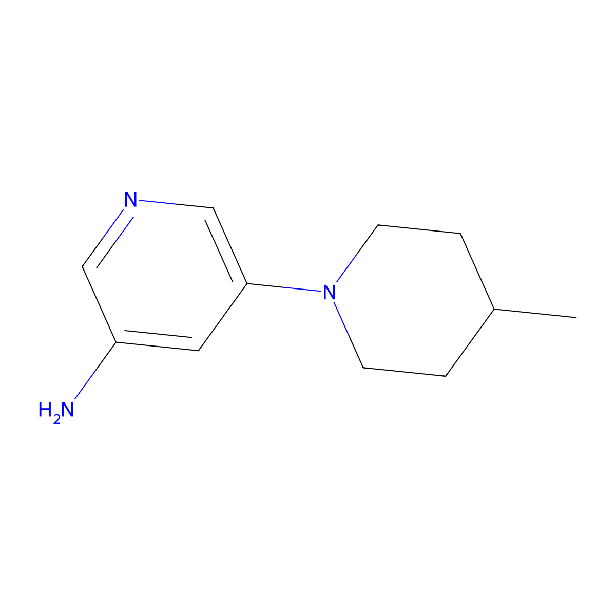 3-Amino-5-(4-methylpiperidin-1-YL)pyridine molecular structure, CAS 1314353-96-2