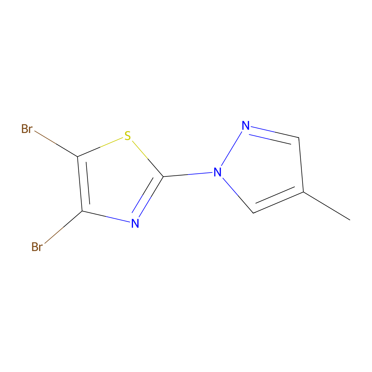 4,5-Dibromo-2-(4-methyl-1H-pyrazol-1-yl)thiazole molecular structure, CAS 1314354-05-6