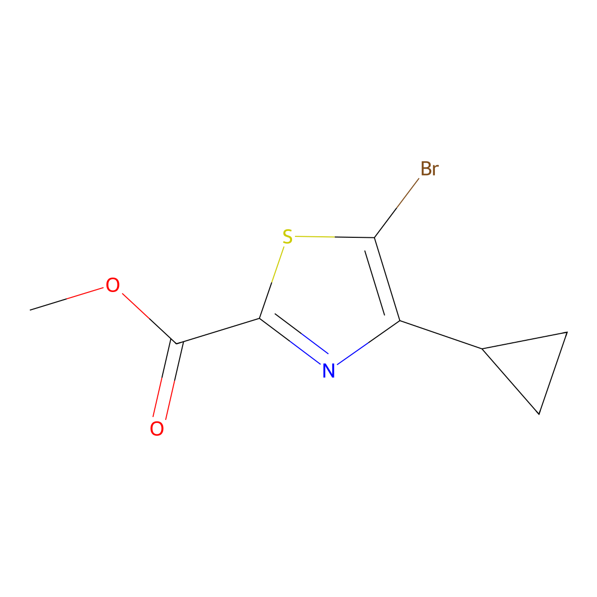 Methyl 5-bromo-4-cyclopropyl-1,3-thiazole-2-carboxylate molecular structure, CAS 1314354-12-5