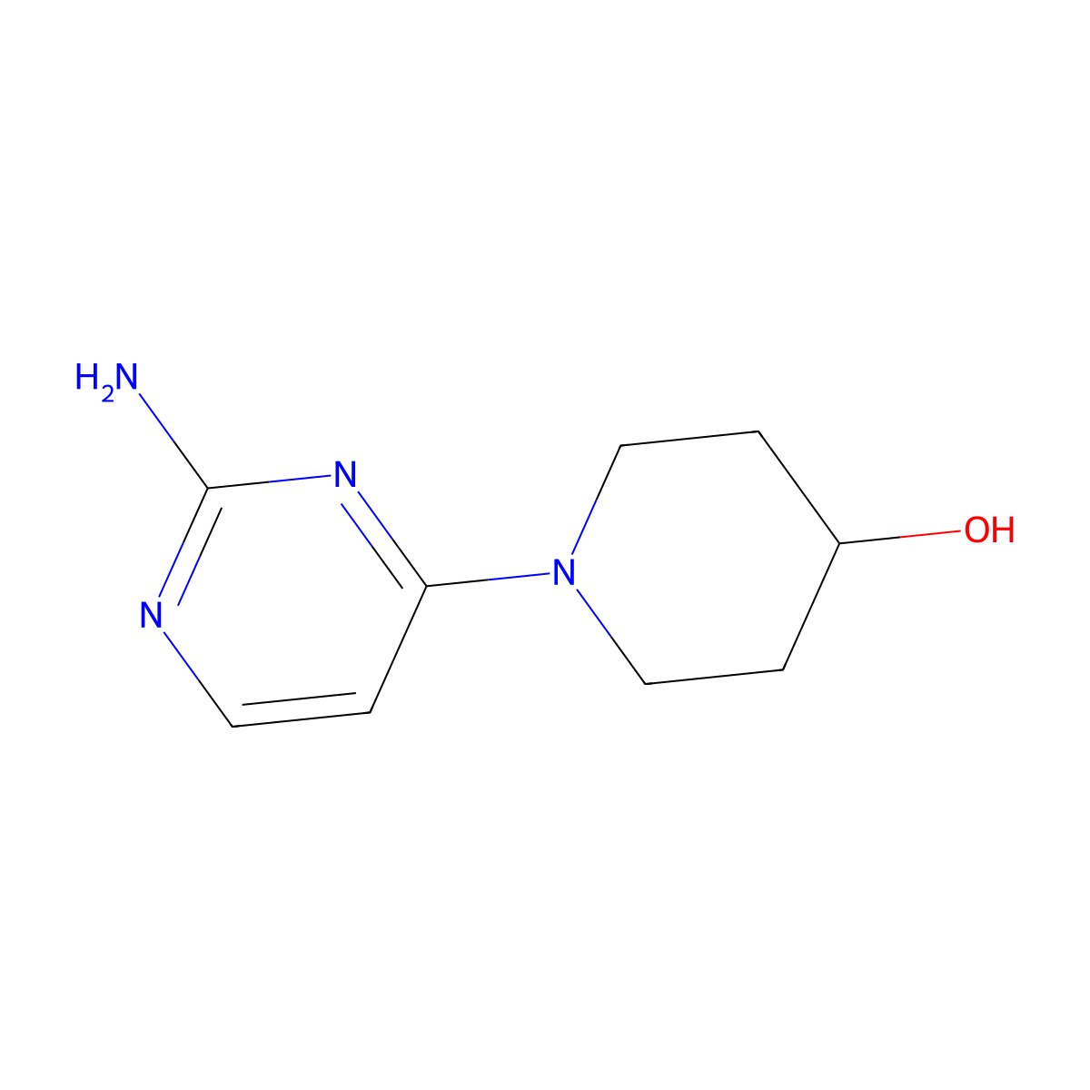 2-Amino-4-(4-hydroxypiperidin-1-yl)pyrimidine molecular structure, CAS 1314354-13-6