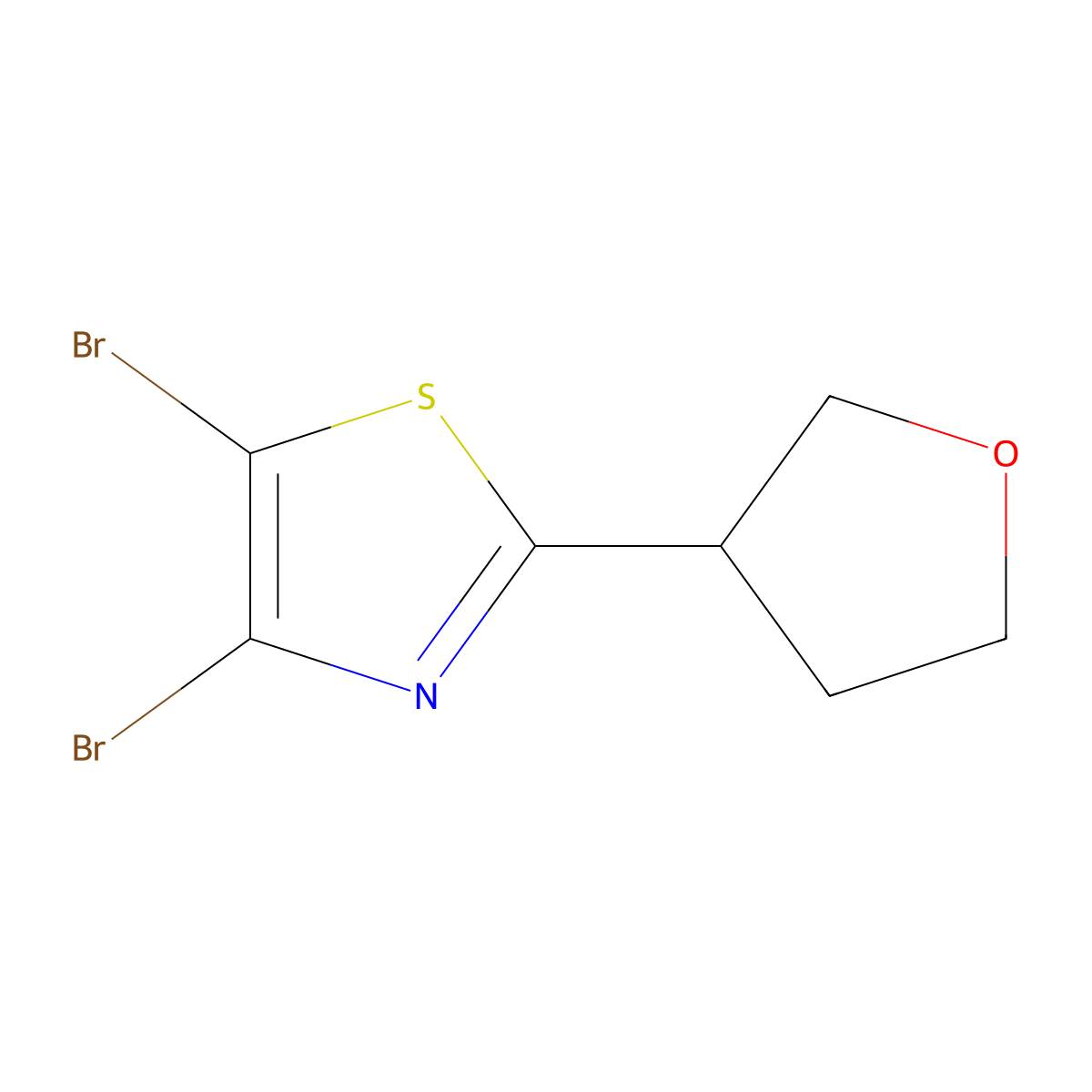 4,5-Dibromo-2-(3-tetrahydrofuranyl)thiazole molecular structure, CAS 1314354-15-8