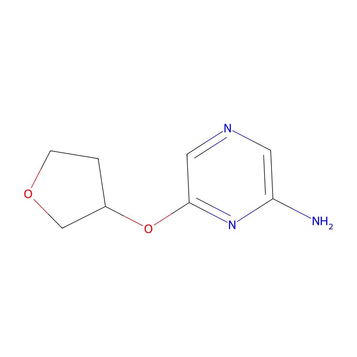 2-Amino-6-(tetrahydrofuran-3-yloxy)pyrazine molecular structure, CAS 1314354-18-1