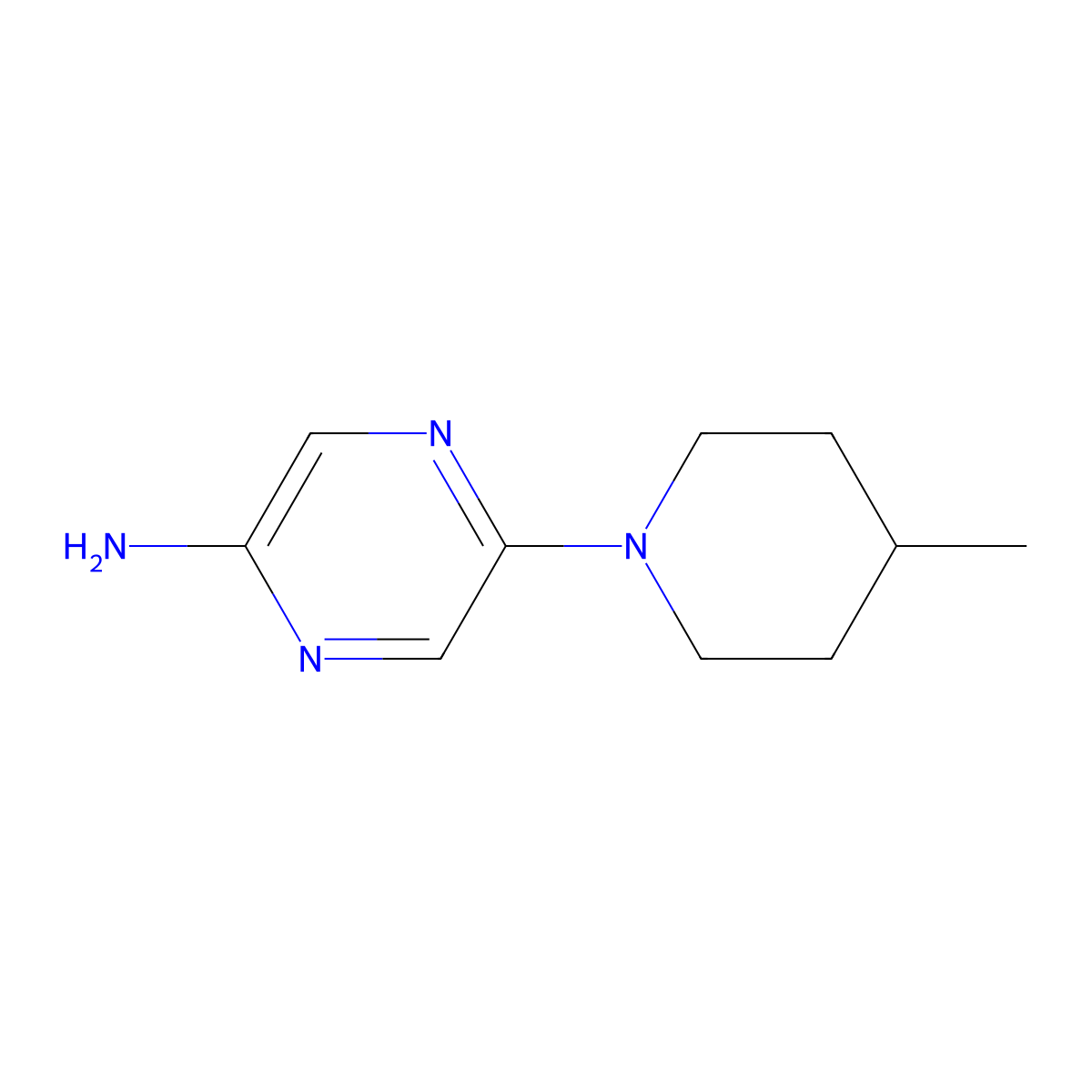 2-Amino-5-(4-methylpiperidino)pyrazine molecular structure, CAS 1314354-29-4