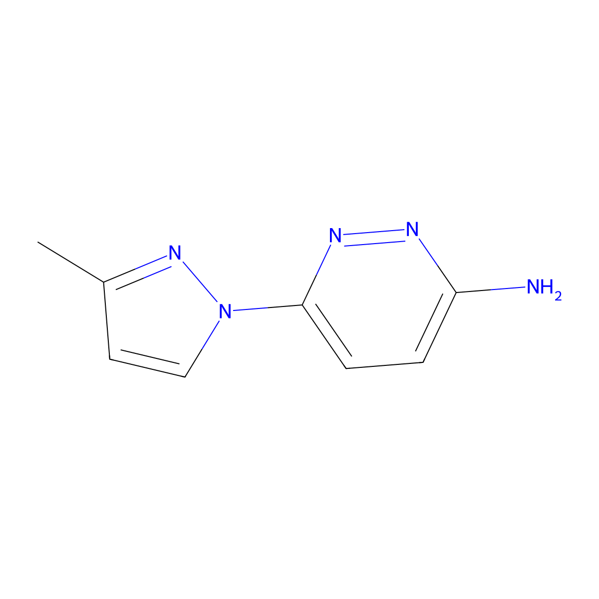 3-Amino-6-(3-methyl-1H-pyrazol-1-yl)pyridazine molecular structure, CAS 1314354-30-7