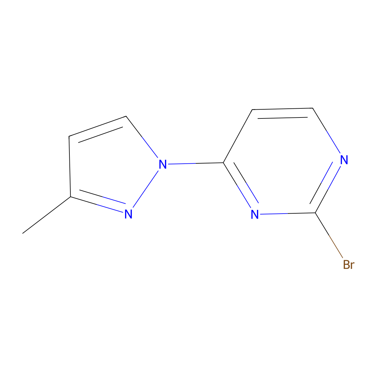 2-Bromo-4-(3-methyl-1H-pyrazol-1-yl)pyrimidine molecular structure, CAS 1314354-62-5