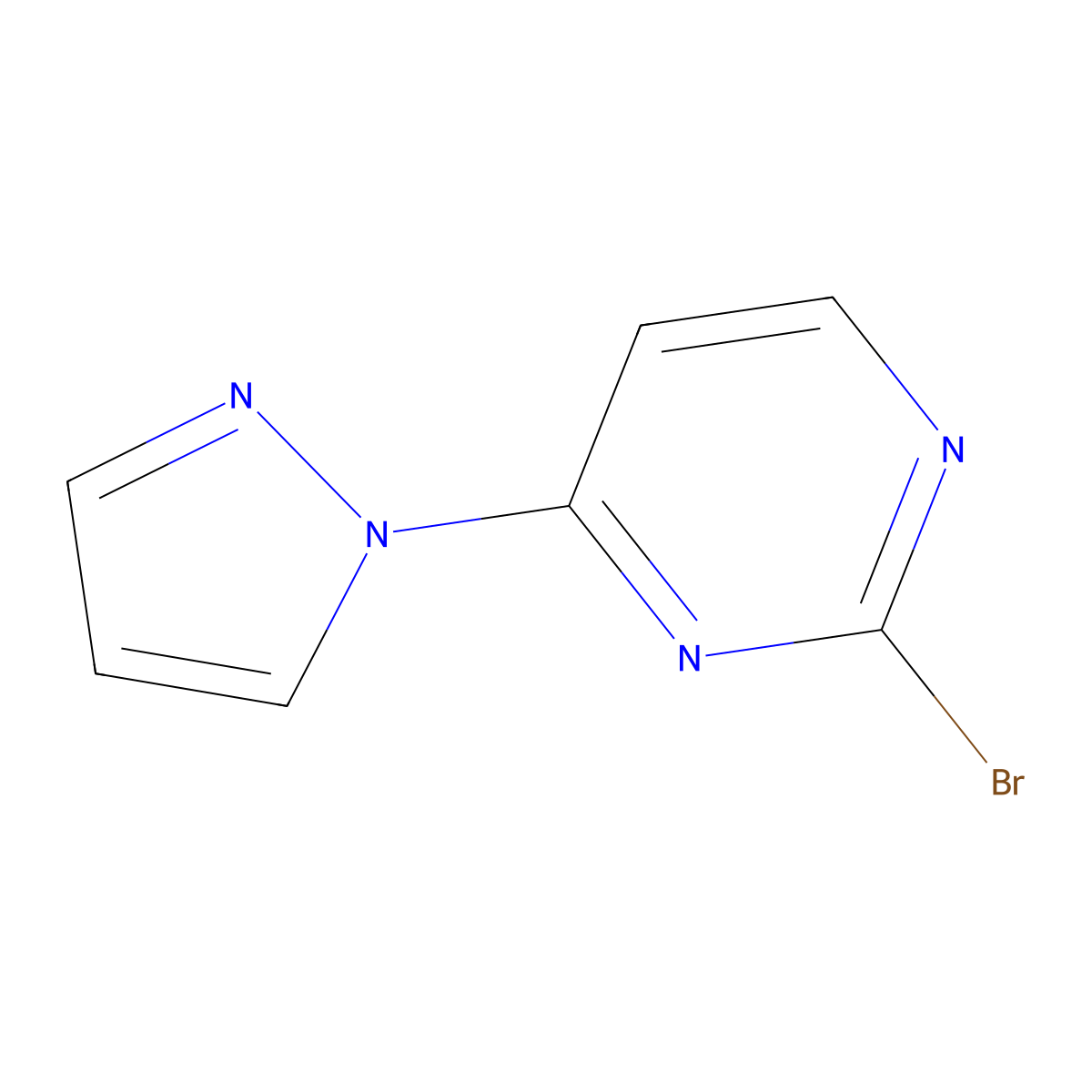 2-Bromo-4-(1H-pyrazol-1-yl)pyrimidine molecular structure, CAS 1314354-63-6