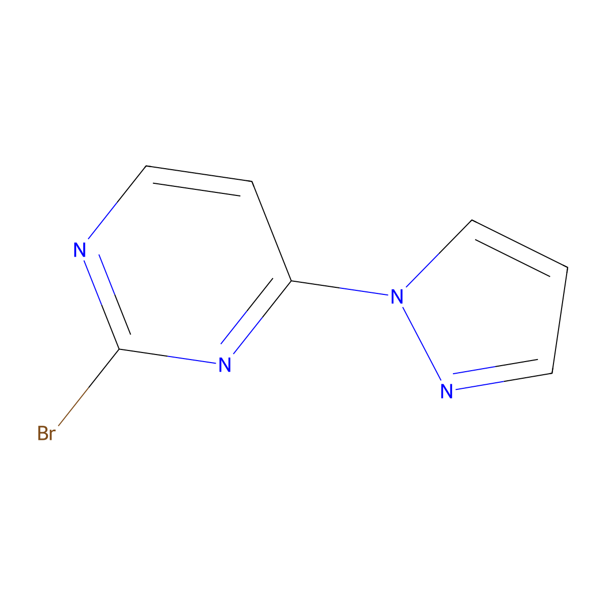 2-Bromo-4-(1H-pyrazol-1-yl)pyrimidine molecular structure, CAS 1314354-63-6