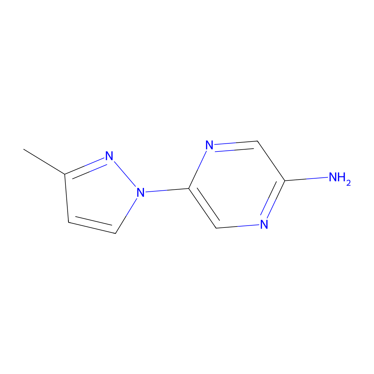3-Amino-6-(3-methyl-1H-pyrazol-1-yl)pyrazine molecular structure, CAS 1314354-66-9