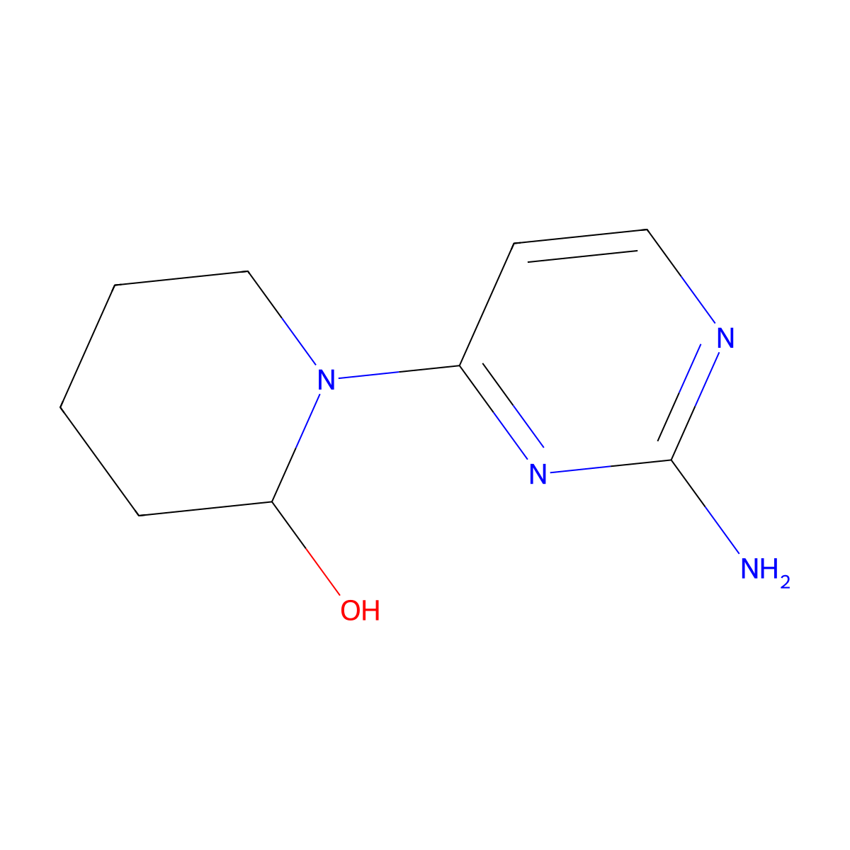 2-Amino-4-(2-hydroxypiperidin-1-yl)pyrimidine molecular structure, CAS 1314354-68-1