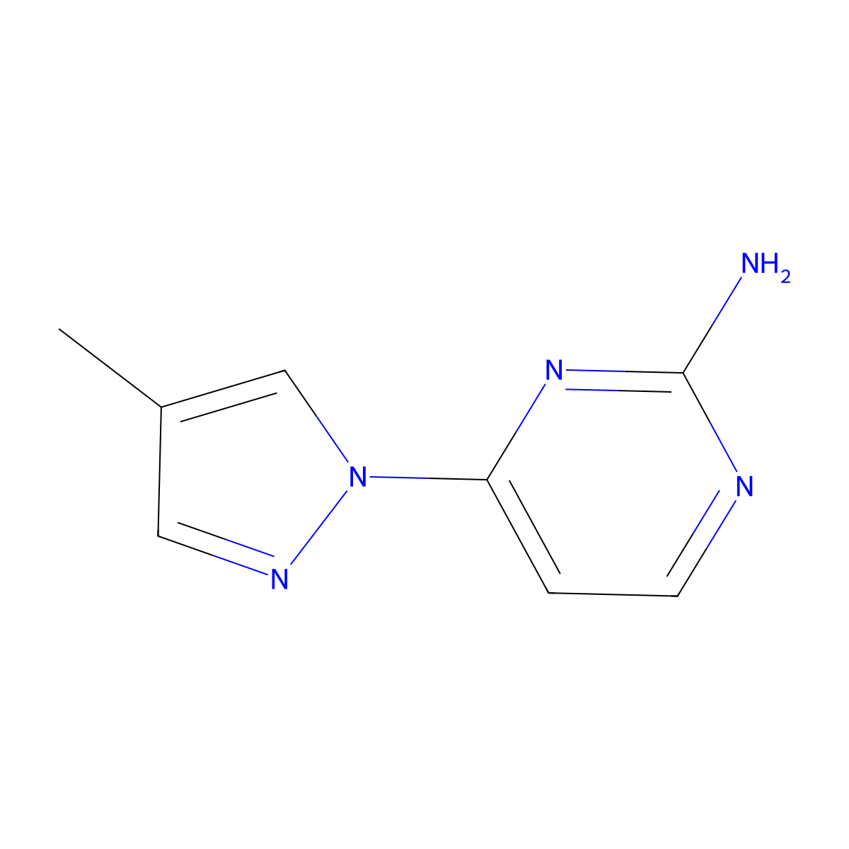 2-Amino-4-(4-methyl-1H-pyrazol-1-yl)pyrimidine molecular structure, CAS 1314354-85-2