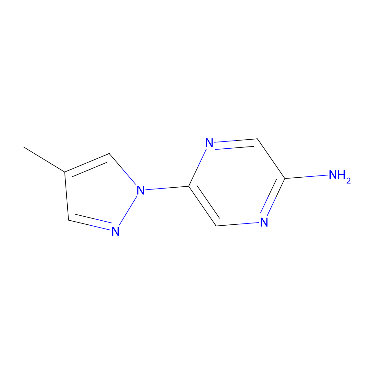 2-Amino-5-(4-methyl-1H-pyrazol-1-yl)pyrazine molecular structure, CAS 1314354-91-0