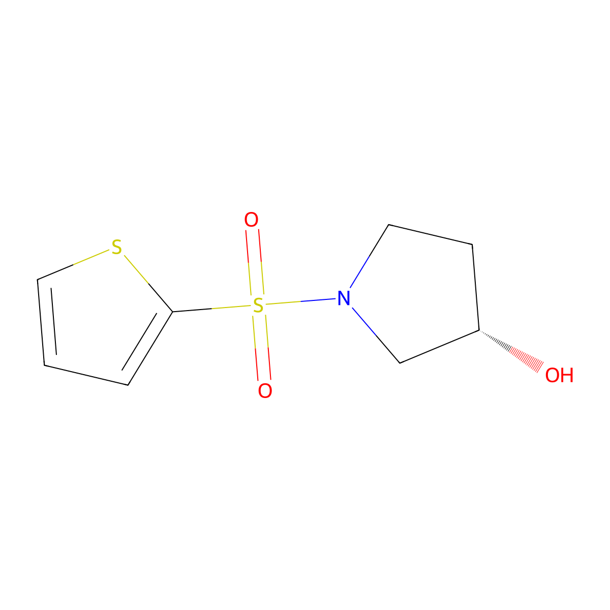 (S)-1-(Thiophene-2-sulfonyl)-pyrrolidin-3-ol molecular structure, CAS 1314354-95-4