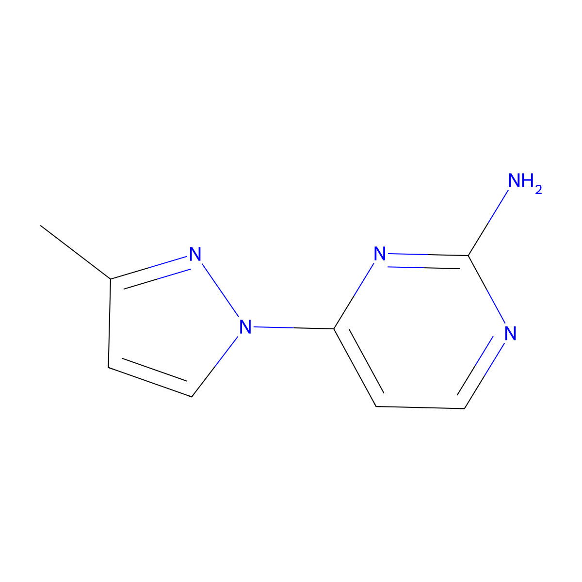 2-Amino-4-(3-methyl-1H-pyrazol-1-yl)pyrimidine molecular structure, CAS 1314354-96-5