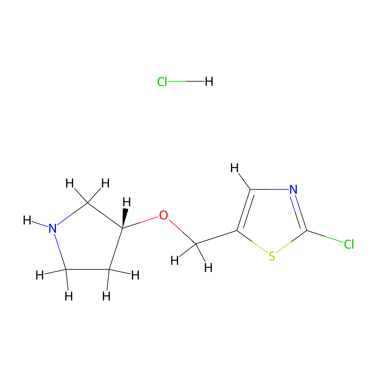 (R)-2-Chloro-5-((pyrrolidin-3-yloxy)methyl)thiazole hydrochloride molecular structure, CAS 1314354-99-8