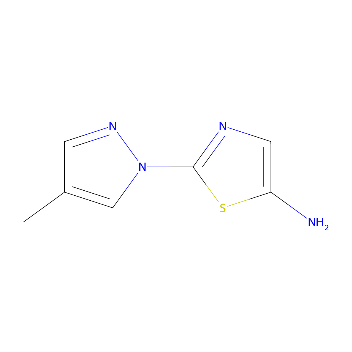 5-Amino-2-(4-methyl-1H-pyrazol-1-yl)thiazole molecular structure, CAS 1314355-10-6