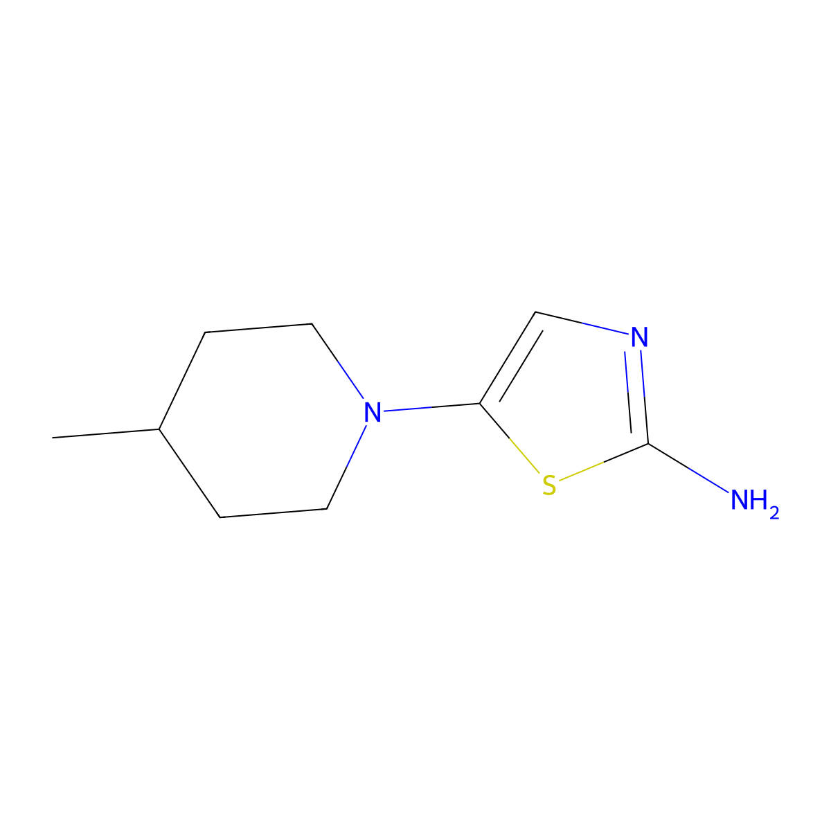 2-Amino-5-(4-methylpiperidino)thiazole molecular structure, CAS 1314355-20-8
