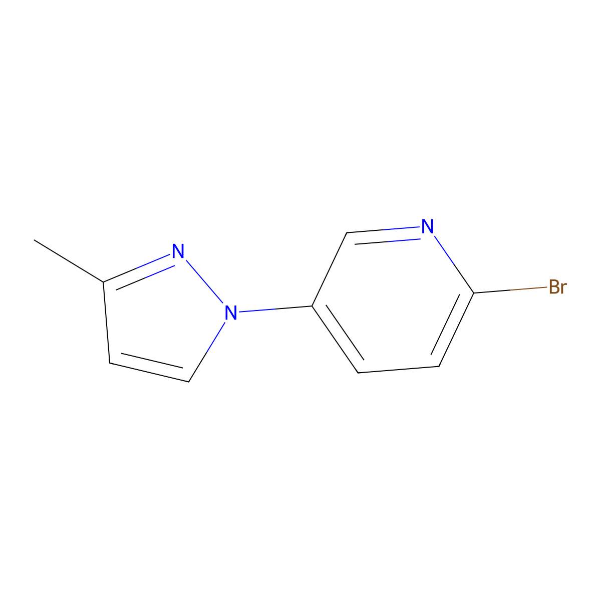 2-Bromo-5-(3-methyl-1H-pyrazol-1-yl)pyridine molecular structure, CAS 1314355-41-3