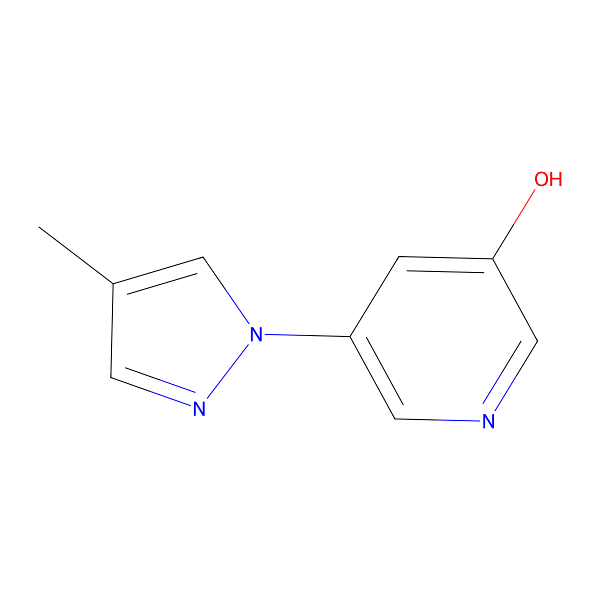 3-Hydroxy-5-(4-methyl-1H-pyrazol-1-yl)pyridine molecular structure, CAS 1314355-44-6