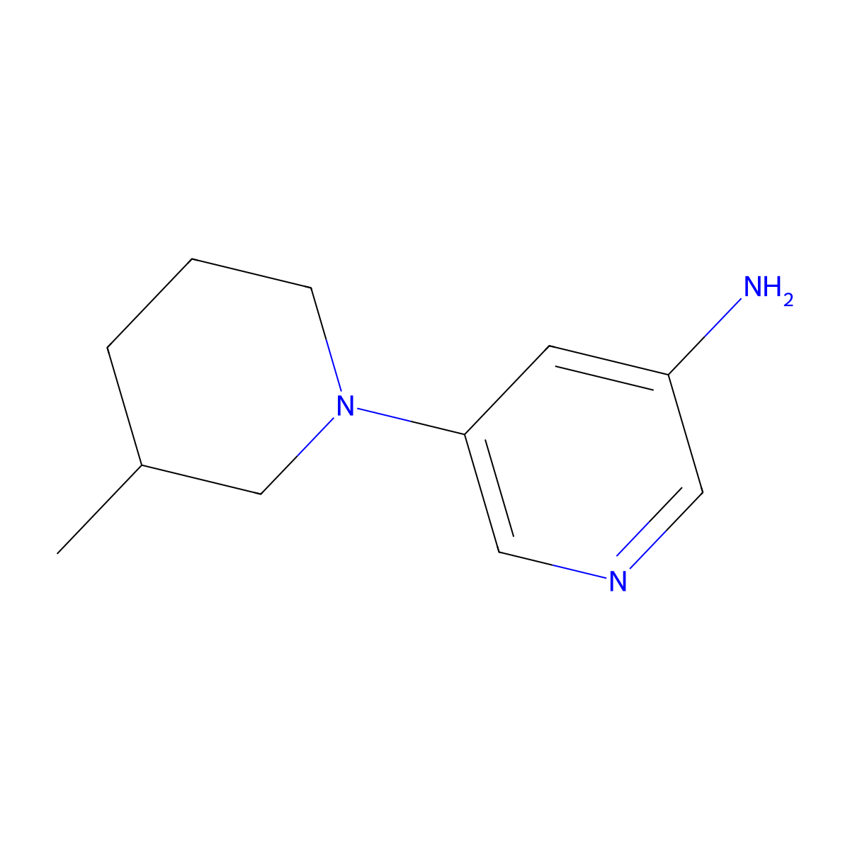 3-Amino-5-(3-methylpiperidin-1-YL)pyridine molecular structure, CAS 1314355-50-4