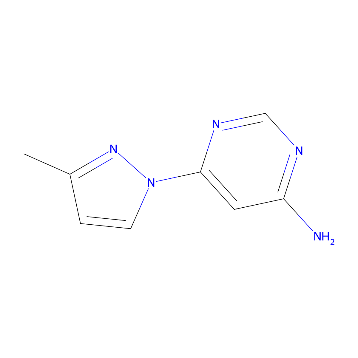 4-Amino-6-(3-methyl-1H-pyrazol-1-yl)pyrimidine molecular structure, CAS 1314355-62-8