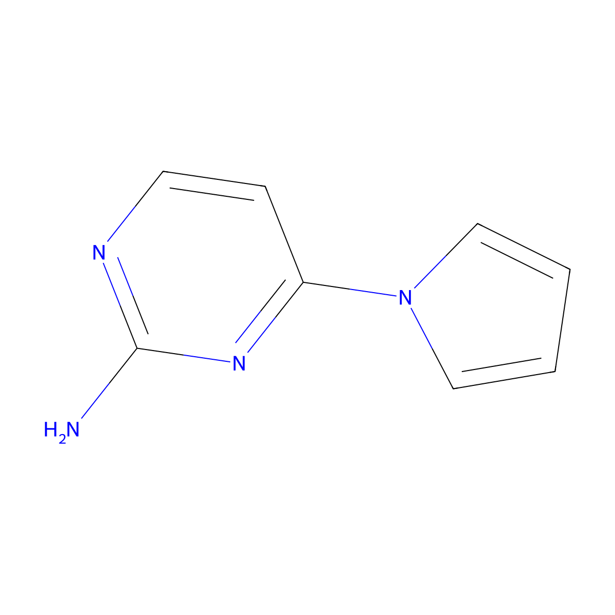 2-Amino-4-(1H-pyrrol-1-yl)pyrimidine molecular structure, CAS 1314355-71-9