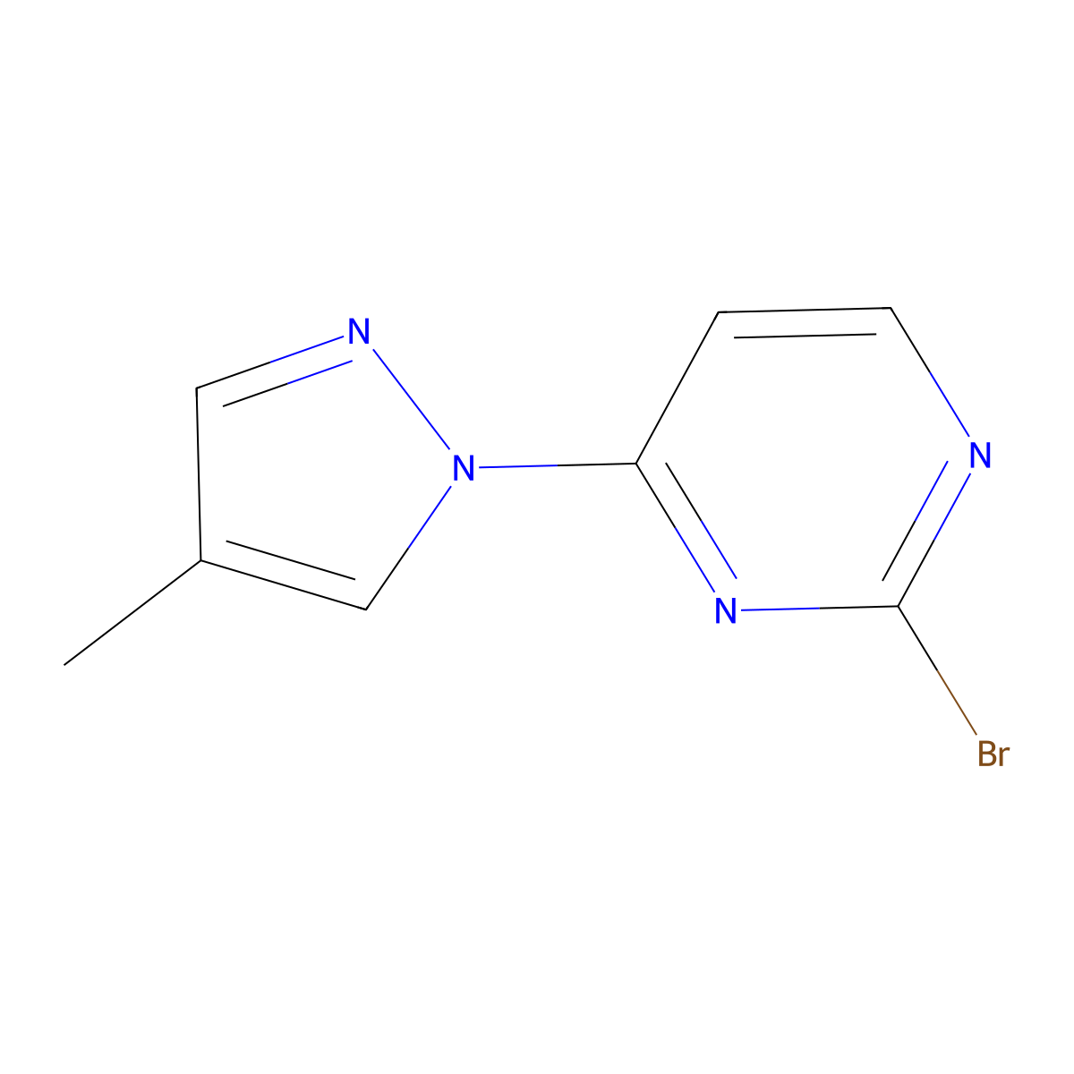 2-Bromo-4-(4-methyl-1H-pyrazol-1-yl)pyrimidine molecular structure, CAS 1314355-75-3