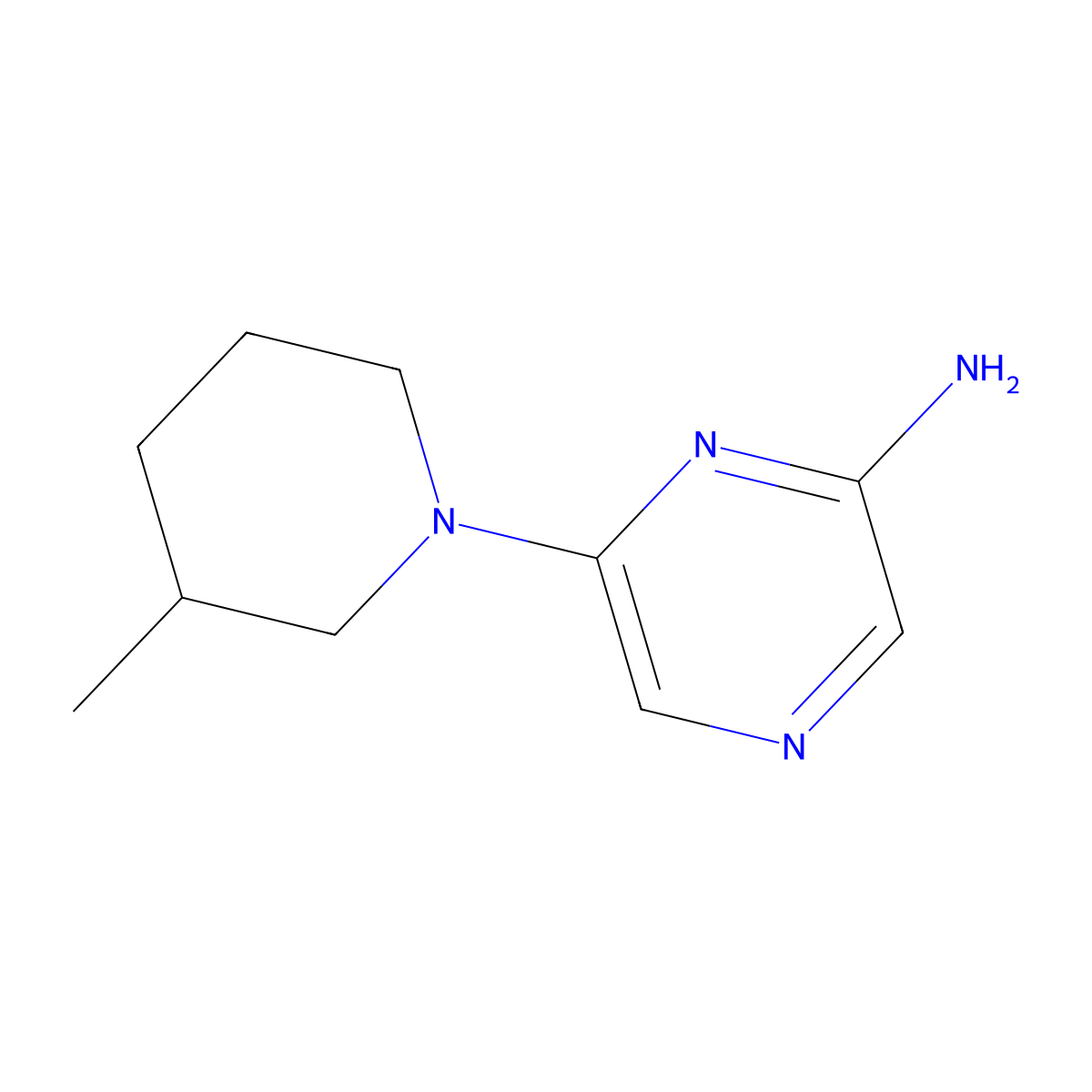 2-Amino-6-(3-methylpiperidin-1-yl)pyrazine molecular structure, CAS 1314355-82-2