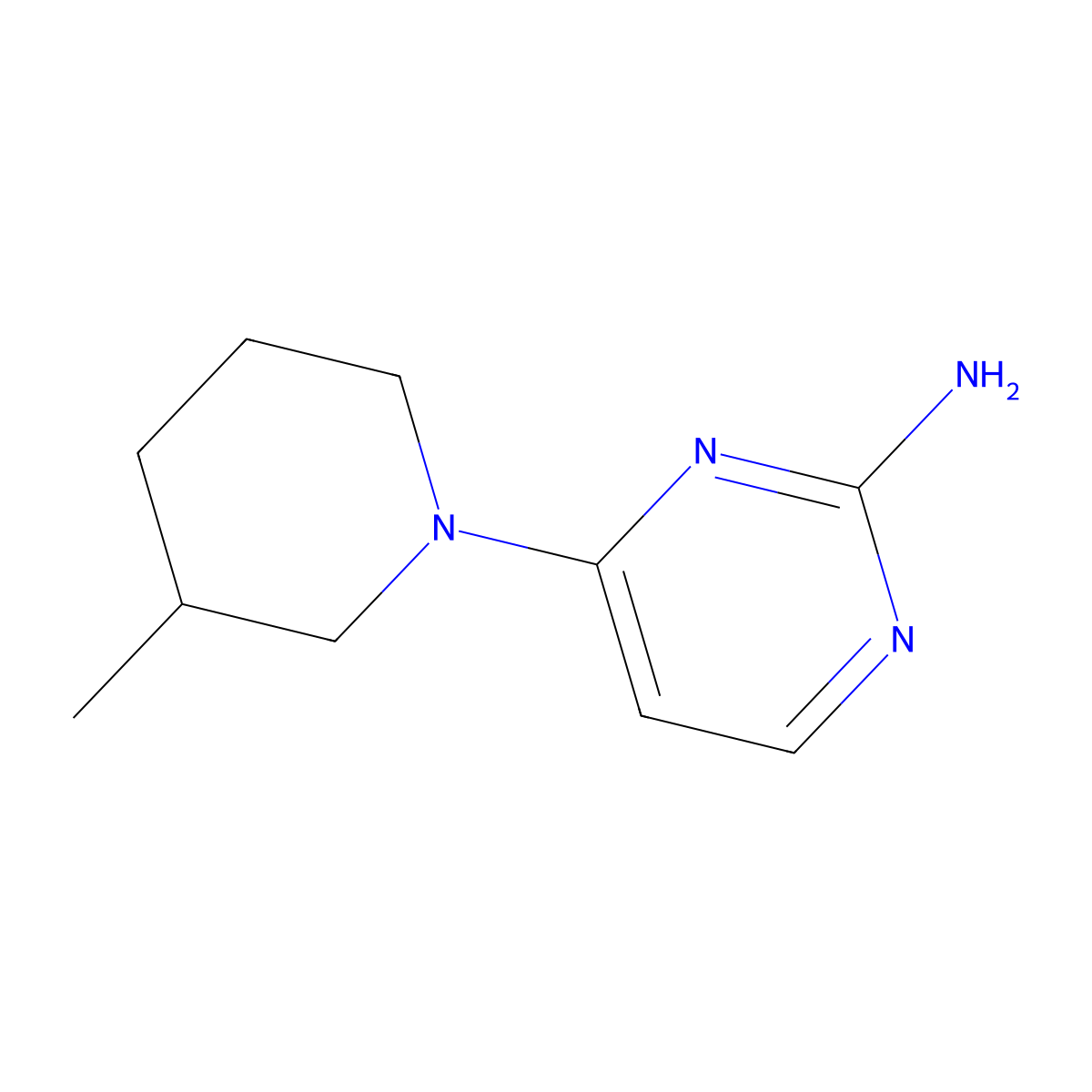 2-Amino-4-(3-methylpiperidino)pyrimidine molecular structure, CAS 1314355-83-3