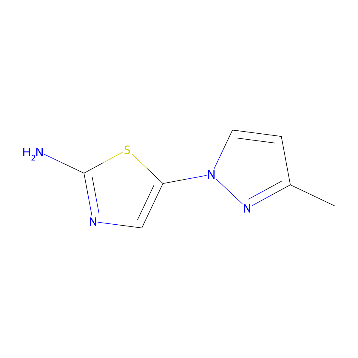 2-Amino-5-(3-methyl-1H-pyrazol-1-yl)thiazole molecular structure, CAS 1314355-84-4