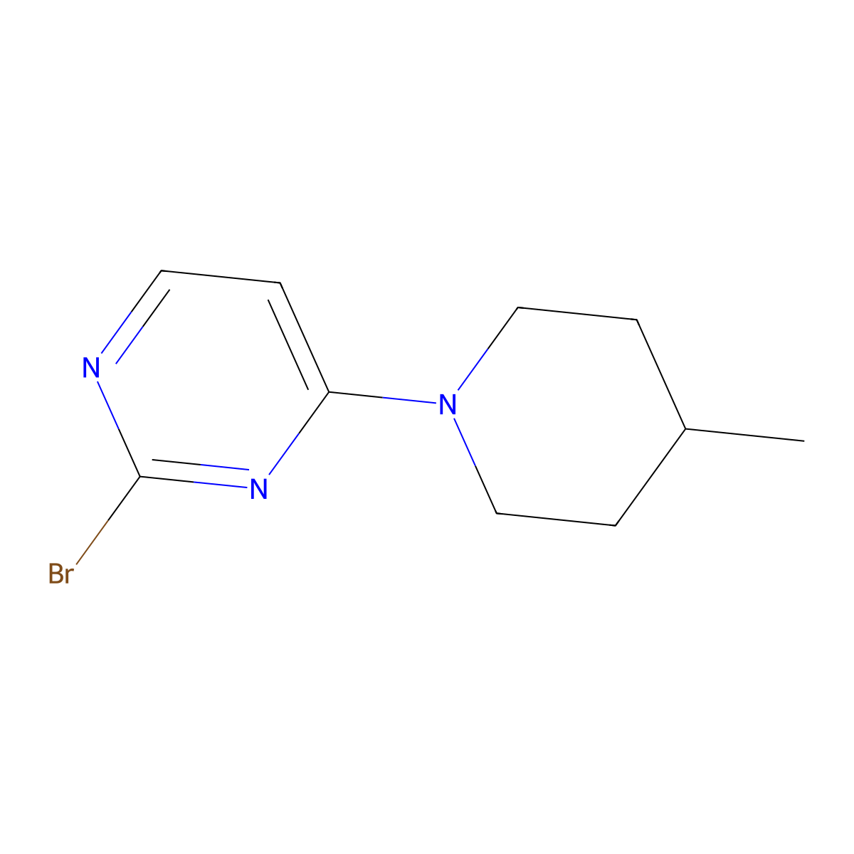 2-Bromo-4-(4-methylpiperidin-1-yl)pyrimidine molecular structure, CAS 1314355-86-6
