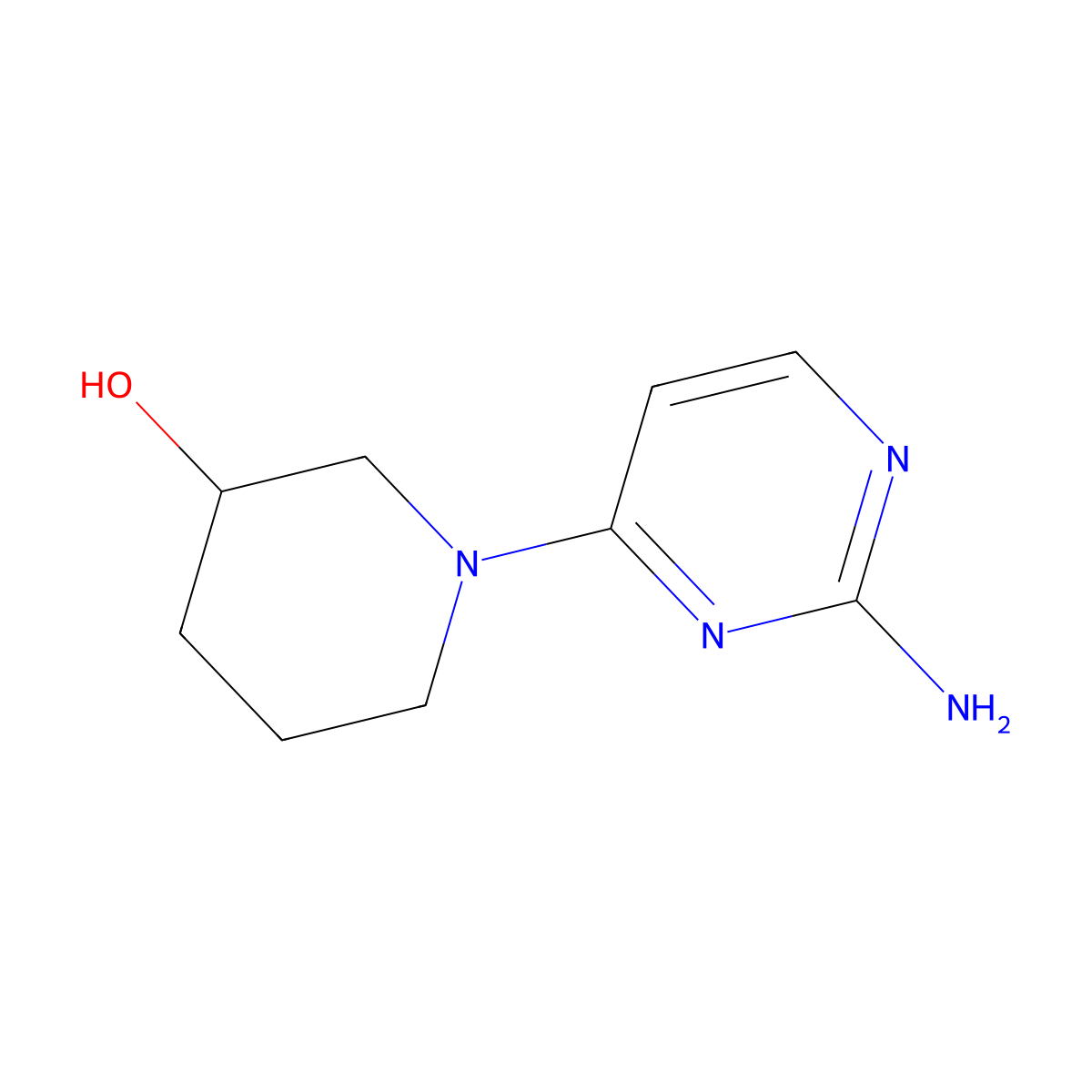 1-(2-Aminopyrimidin-4-yl)piperidin-3-ol molecular structure, CAS 1314355-94-6