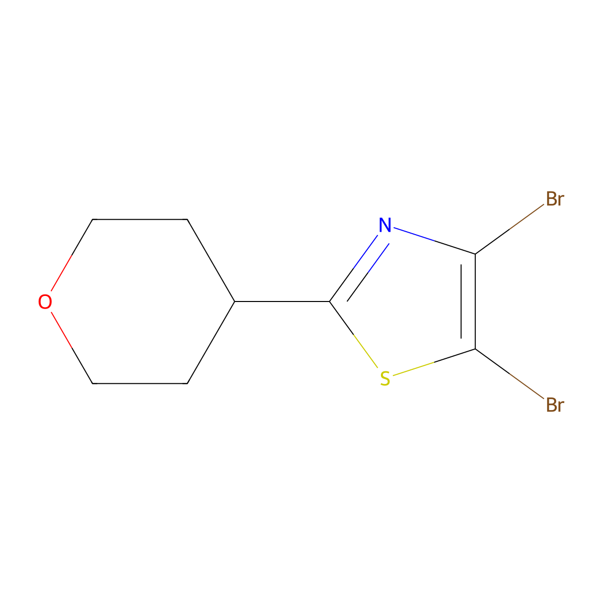 4,5-Dibromo-2-(4-tetrahydropyranyl)thiazole molecular structure, CAS 1314355-99-1