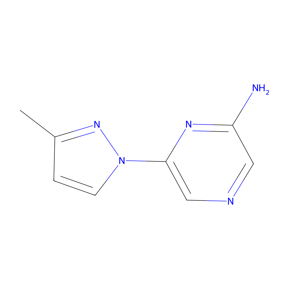 6-(3-Methyl-1H-pyrazol-1-yl)pyrazin-2-amine molecular structure, CAS 1314356-11-0