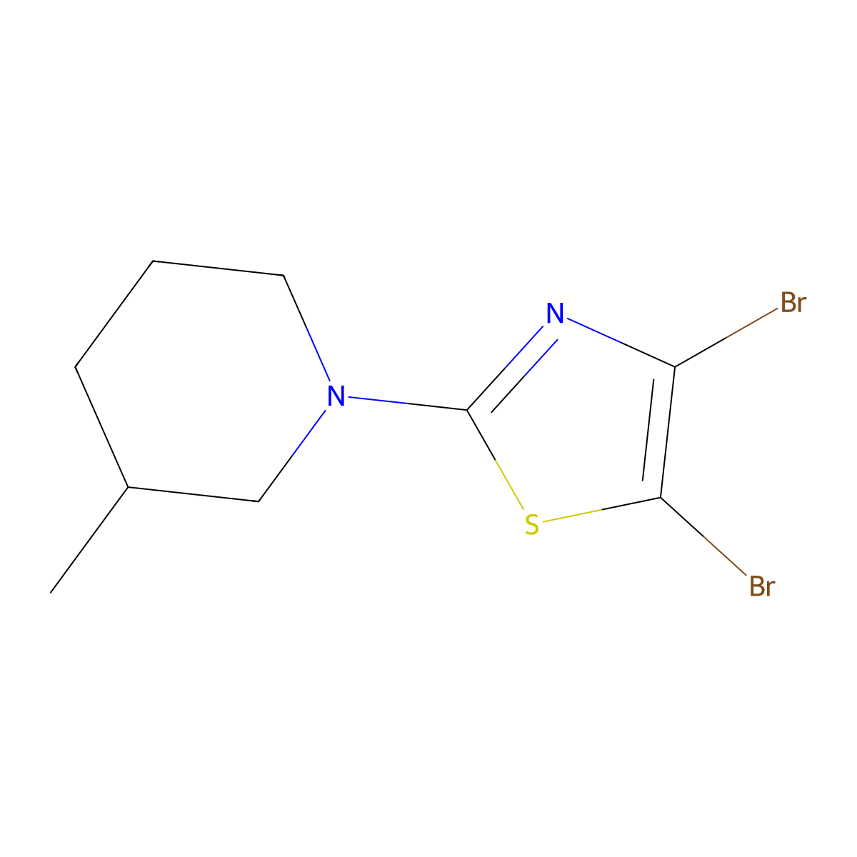 4,5-Dibromo-2-(3-methylpiperidino)thiazole molecular structure, CAS 1314356-28-9