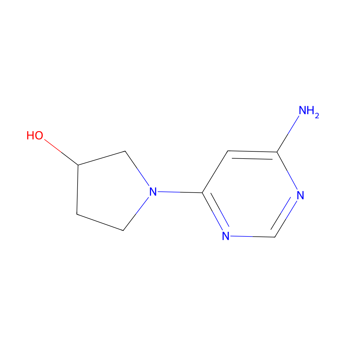 4-Amino-6-(3-hydroxypyrrolidino)pyrimidine molecular structure, CAS 1314356-38-1