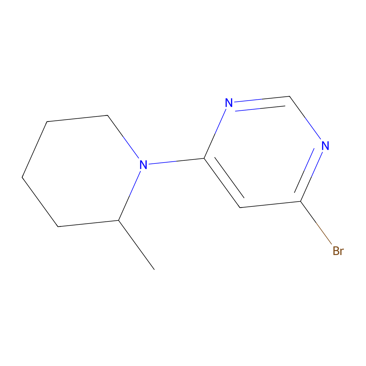 4-Brom-6-(2-methylpiperidin-1-yl)pyrimidine molecular structure, CAS 1314356-60-9
