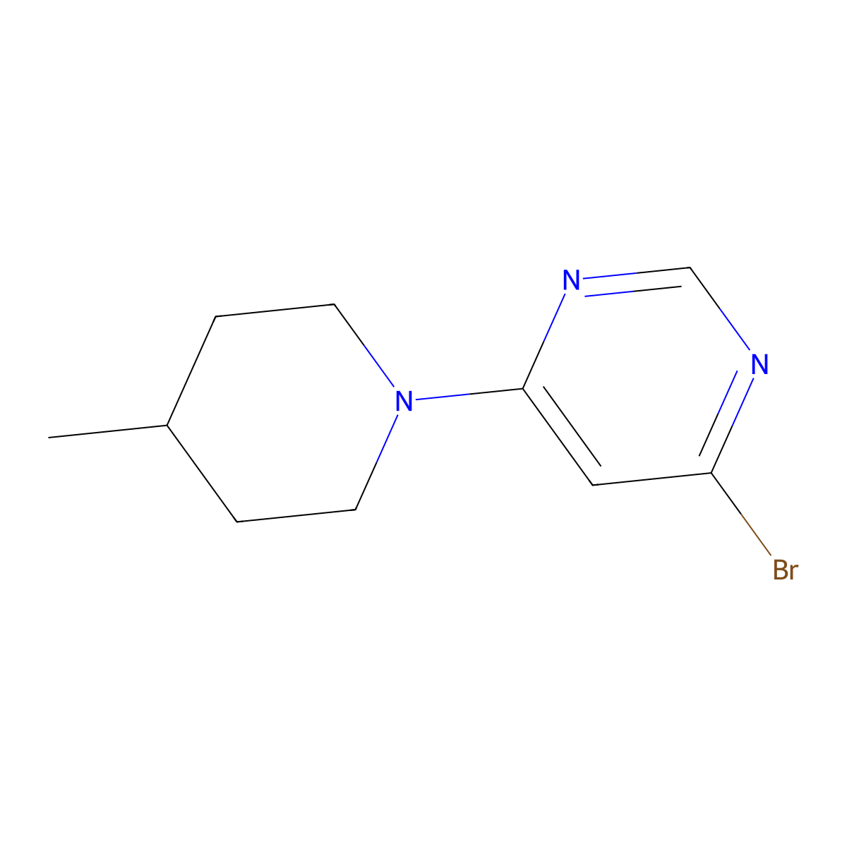 4-Bromo-6-(4-methylpiperidin-1-yl)pyrimidine molecular structure, CAS 1314356-61-0