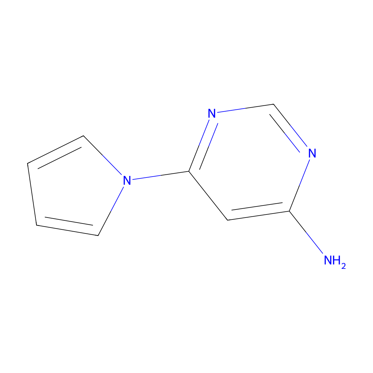 4-Amino-6-(1H-pyrrol-1-yl)pyrimidine molecular structure, CAS 1314356-62-1