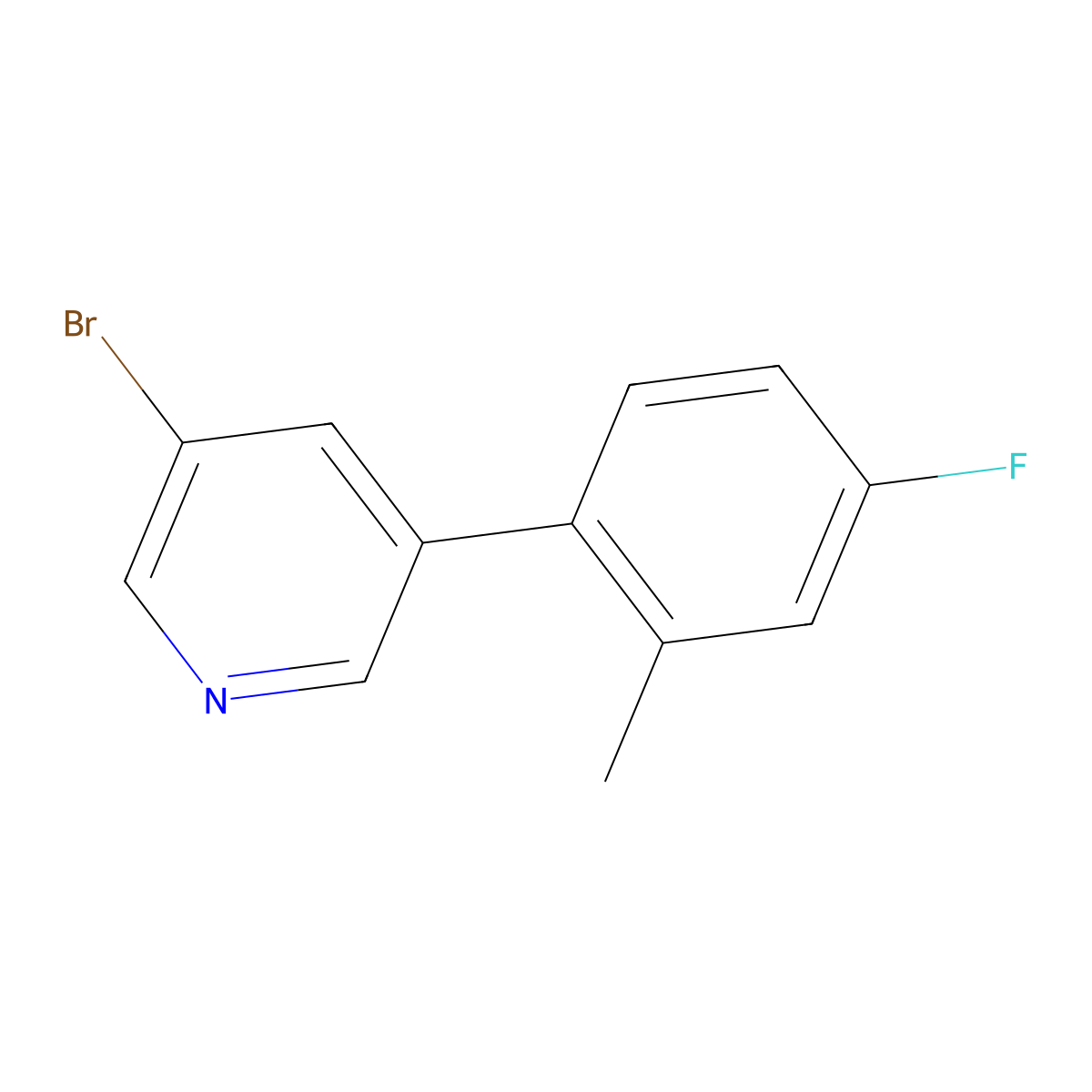 3-Bromo-5-(2-methyl-4-fluorophenyl)pyridine molecular structure, CAS 1314356-75-6