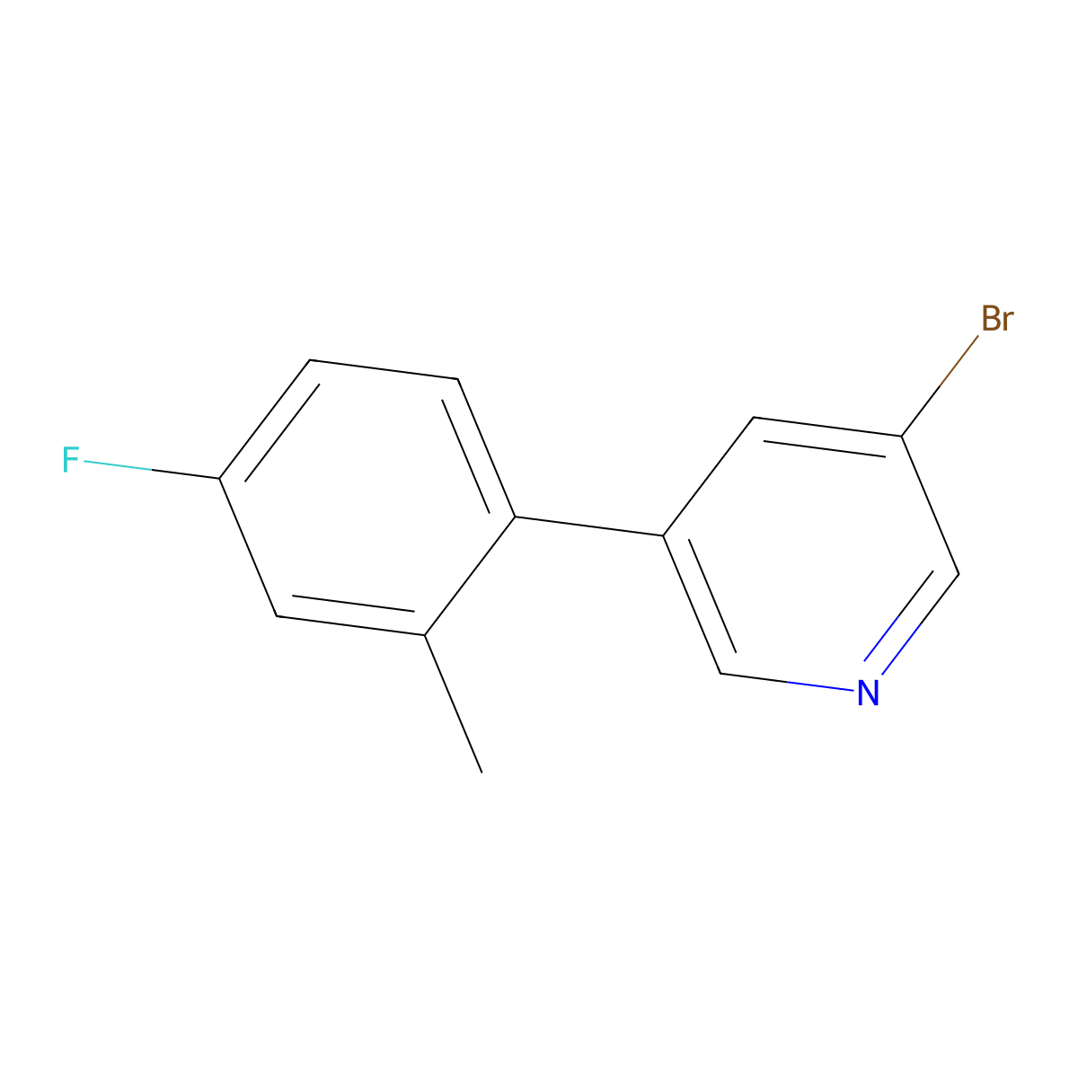 3-Bromo-5-(2-methyl-4-fluorophenyl)pyridine molecular structure, CAS 1314356-75-6